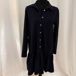 Saint + Sofia Navy Drop Waist Dress 33.5” Organic Cotton